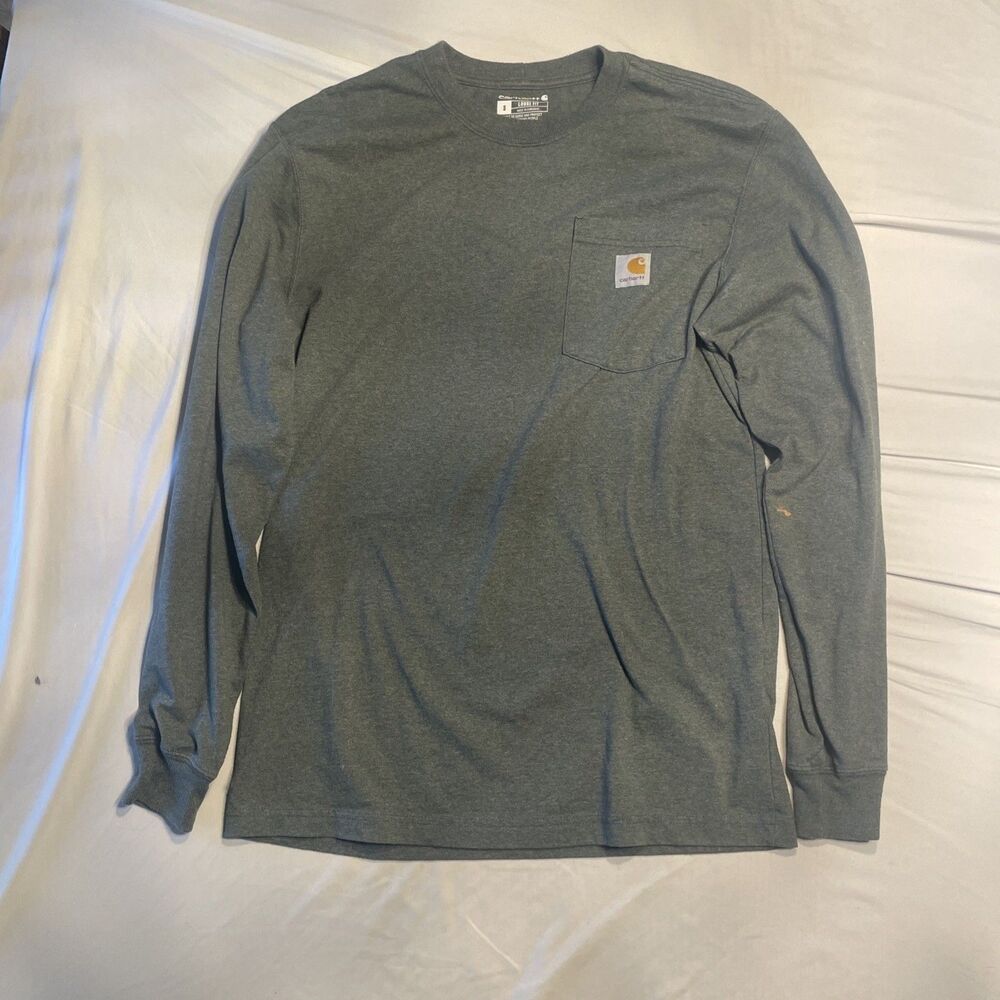 NWT Carhartt Force Relaxed Fit Midweight Long Sleeve Pocket Tee Green Sz S